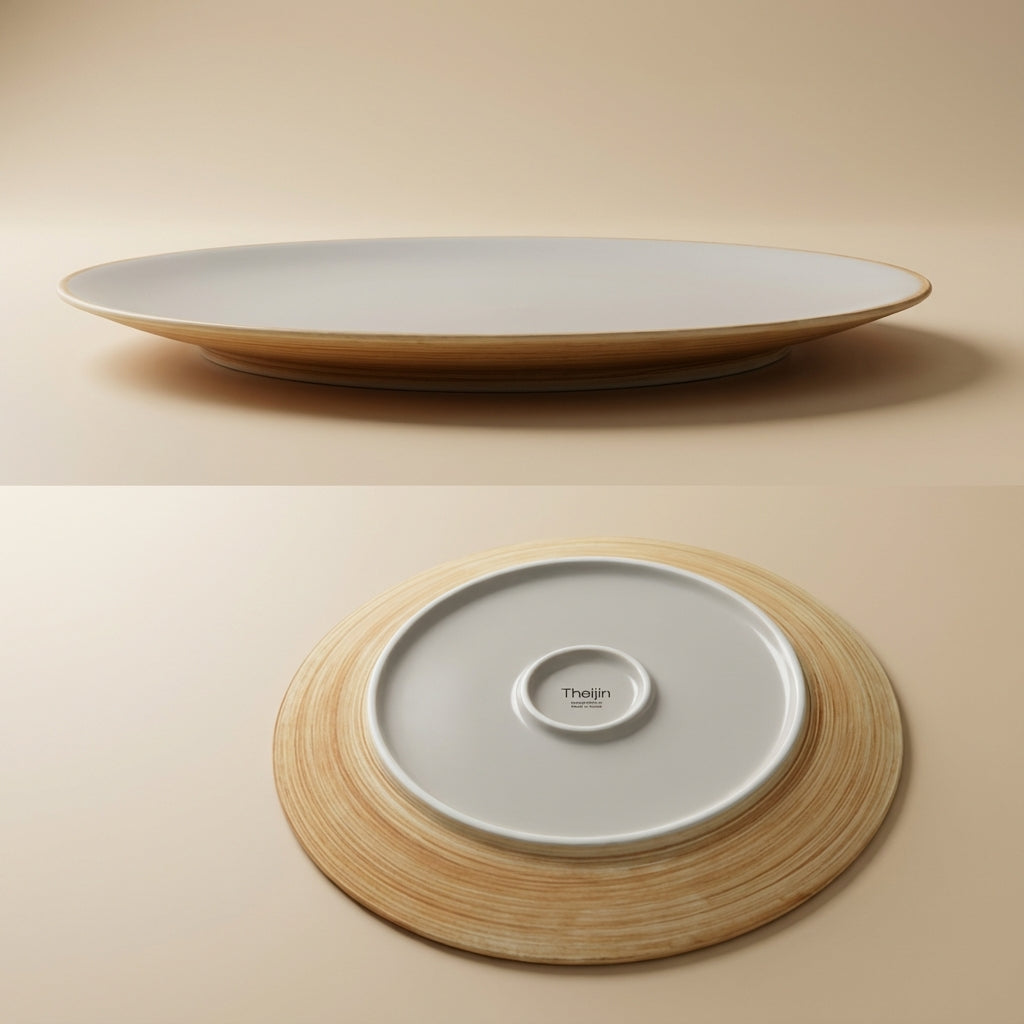Large Plate Wood Grain 30.5cm – Side profile low elegant silhouette | PEUM Korean Houseware