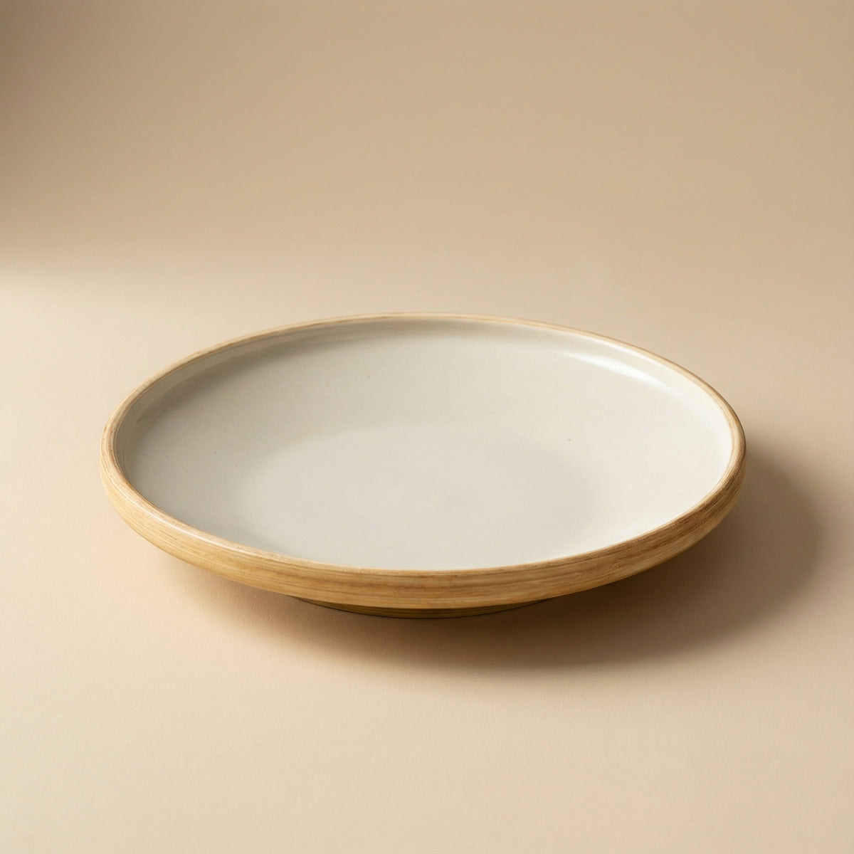 Flat Plate Wood Grain 19.5cm – Top view full Pyeong-jeopsi plate | PEUM Korean Houseware