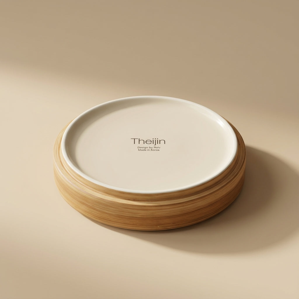 Mini Side Dish Plate Wood Grain 10.5 cm – Set Arrangement on Table | PEUM Korean Houseware