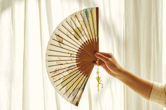 Traditional Korean Folding Fan – Lotus Design