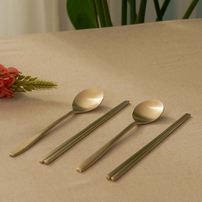 [Free Engraving] Notban (놋반) Courtly Bangjja Yugi Spoon and Chopstick Set (2-Person)