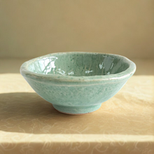 Cheong-a Stoneware Rice Bowl 15.5cm – Overhead View on Linen | PEUM Korean Houseware