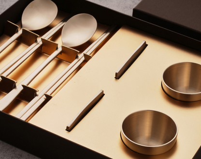 [Free Engraving] Notban Anseong Matchum Bangjja Yugi Premium Gift Set (2-Person Spoon, Chopstick & Soju Cup)