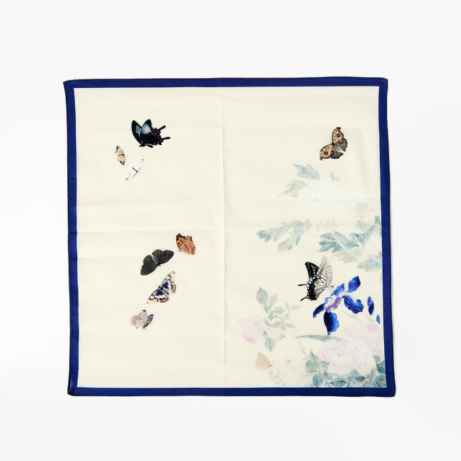 Scarf with butterfly design on a white background