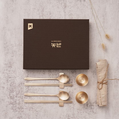 [Free Engraving] Notban Anseong Matchum Bangjja Yugi Premium Gift Set (2-Person Spoon, Chopstick & Soju Cup)