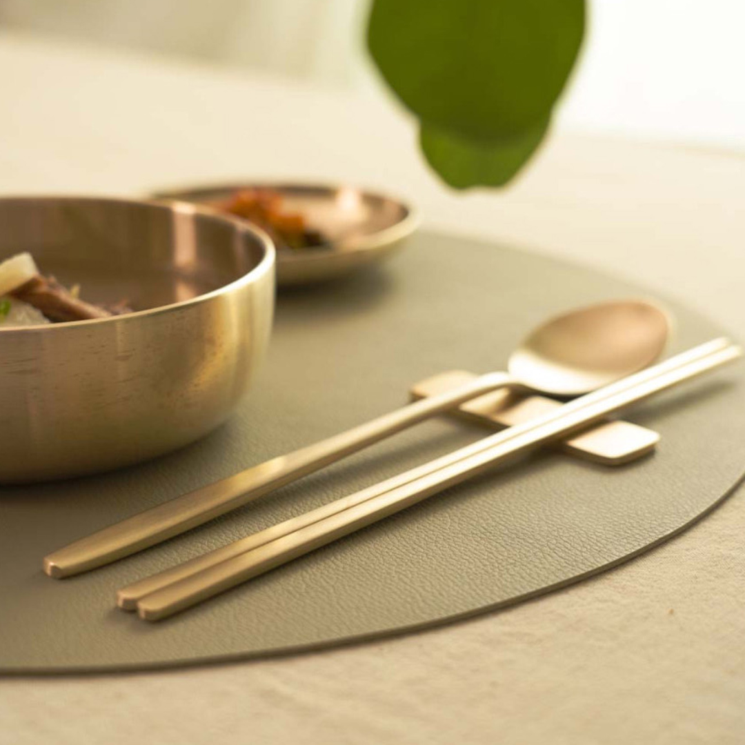 [Free Engraving] Notban (놋반) Courtly Bangjja Yugi Spoon and Chopstick Set (2-Person)