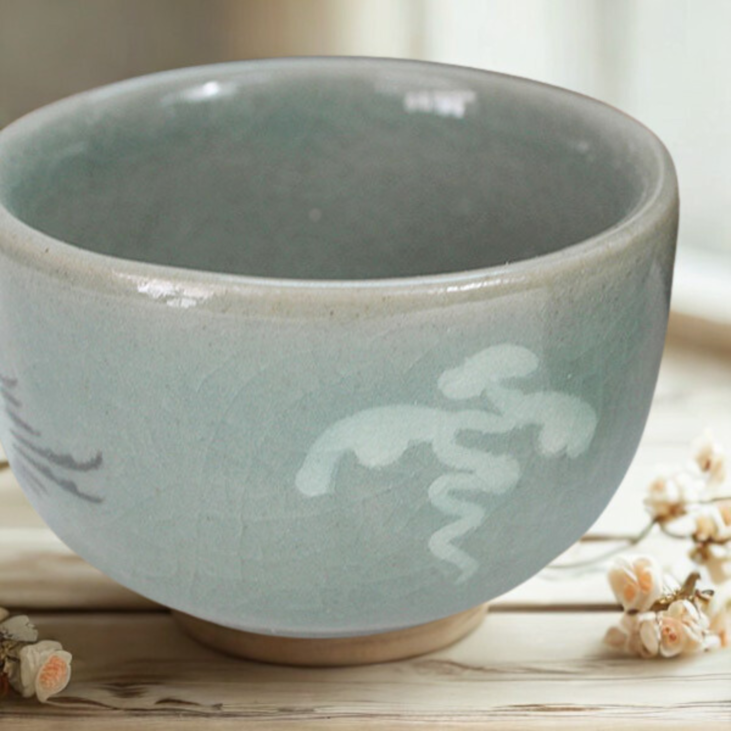Celadon Crane Soju Set – Korean Carafe & Cups