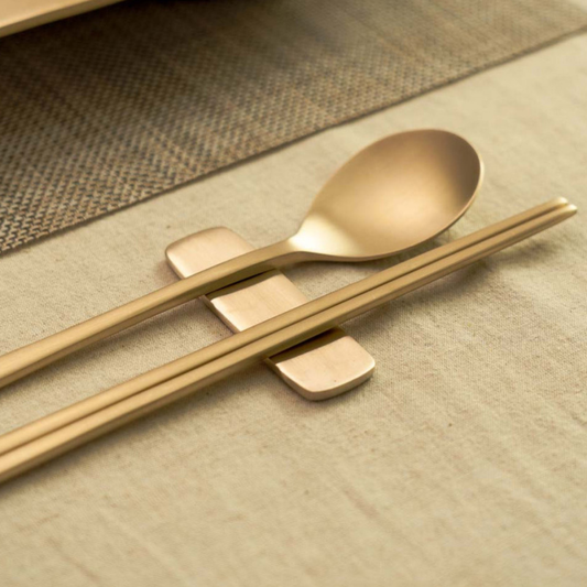 [Free Engraving] Notban (놋반) Courtly Bangjja Yugi Spoon and Chopstick Set (2-Person)