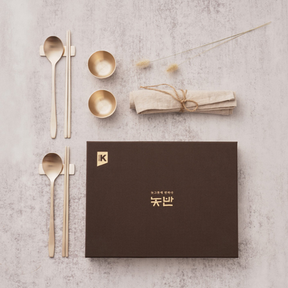 [Free Engraving] Notban Anseong Matchum Bangjja Yugi Premium Gift Set (2-Person Spoon, Chopstick & Soju Cup)