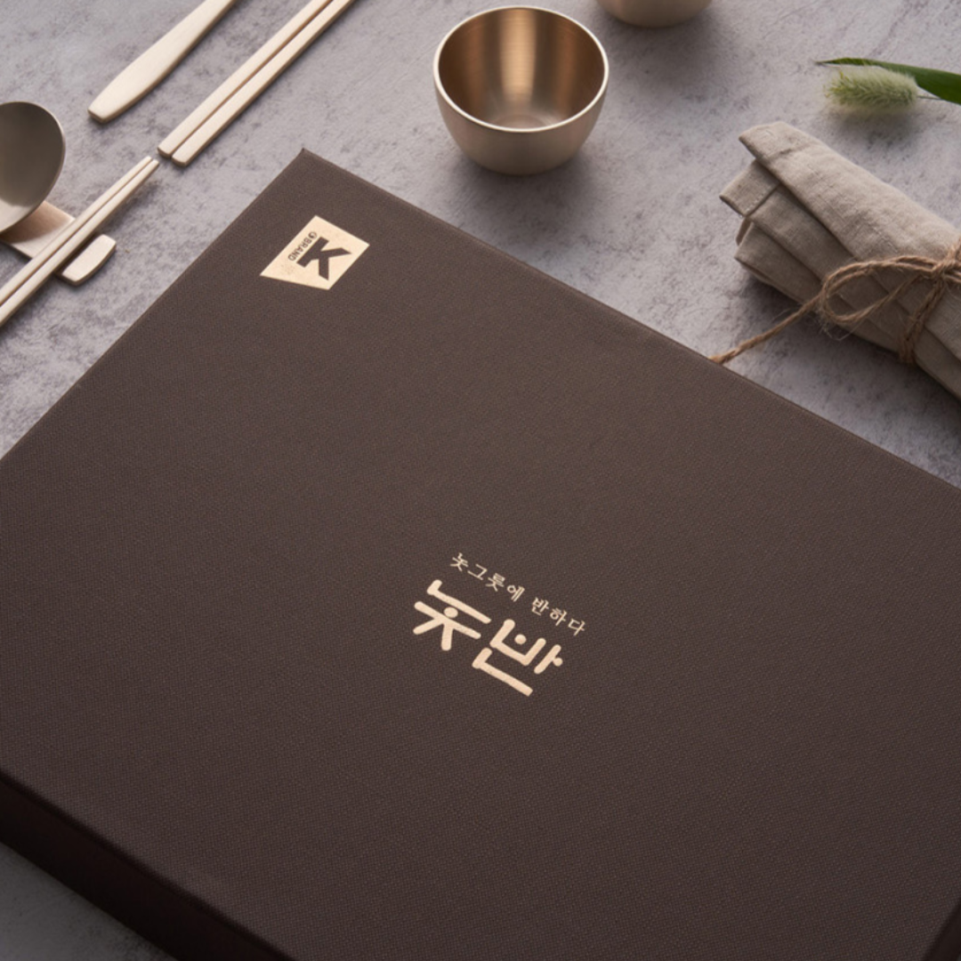 [Free Engraving] Notban Anseong Matchum Bangjja Yugi Premium Gift Set (2-Person Spoon, Chopstick & Soju Cup)