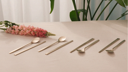 [Free Engraving] Notban (놋반) Courtly Bangjja Yugi Spoon and Chopstick Set (2-Person)