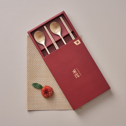 [Free Engraving] Notban (놋반) Courtly Bangjja Yugi Spoon and Chopstick Set (2-Person)