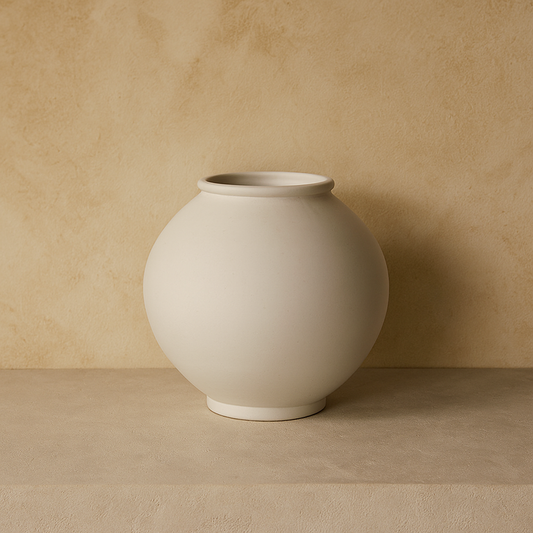 Matte White Moon Jar –Handmade by Park Soo-jae