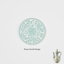 Kim Tae-san Goryeo Celadon Ceramic Coaster – Peony Scroll pattern detail | PEUM Korean Houseware