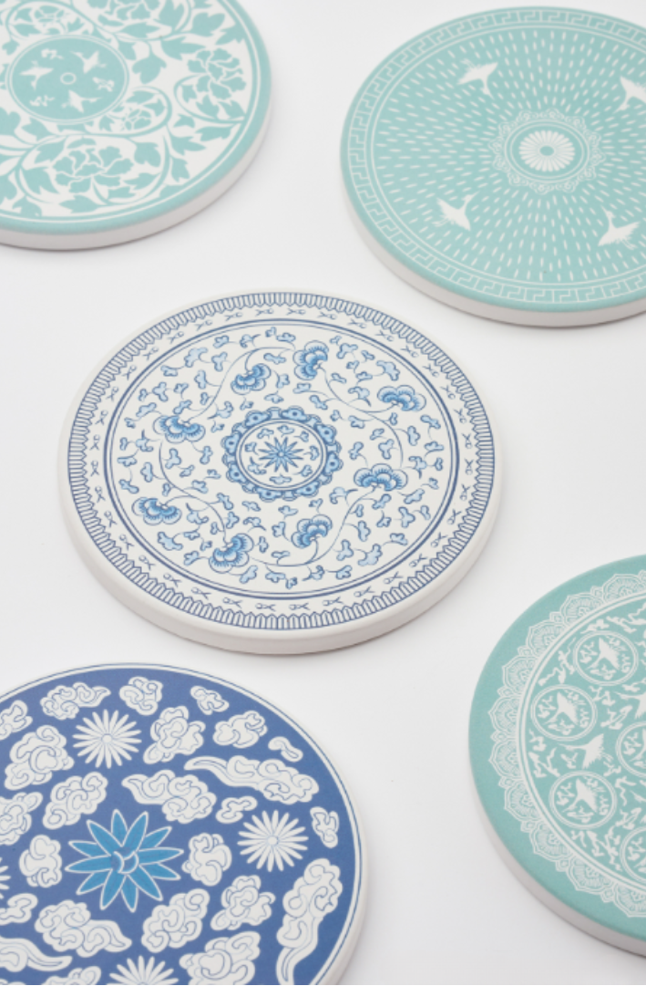 Kim Tae-san White Porcelain Pattern Ceramic Coaster (백자)