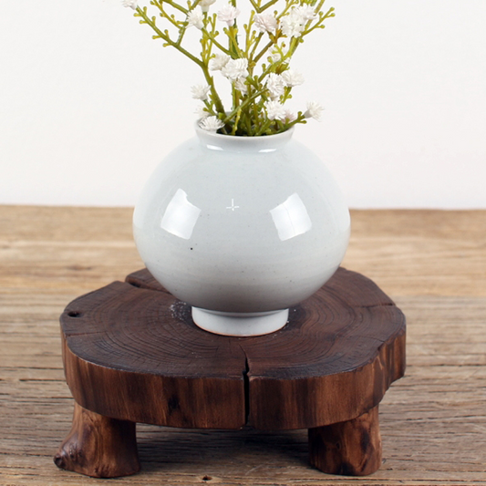 Miniature Joseon White Porcelain Moon Jar Vase – Medium (Ø8.5 × H8.5cm)