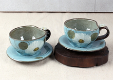 Cosmos Sky Coffee Cup Set – hand-painted sky blue mugs front view | PEUM Korean Houseware
