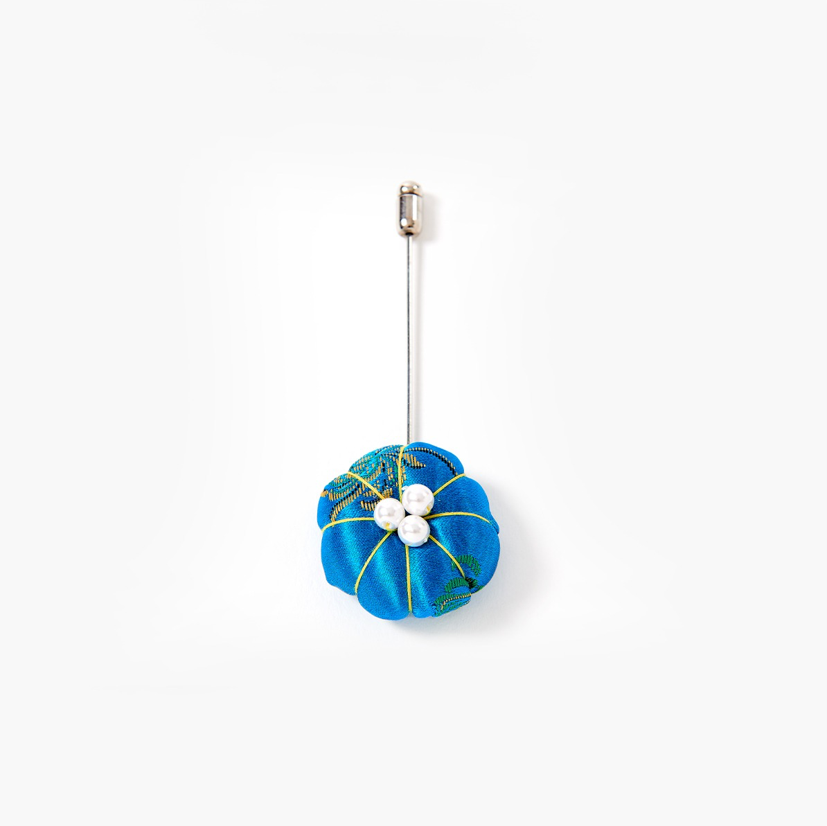Pumpkin Boutonniere Lapel Pin – Hanbok Silk Texture | PEUM Korean Houseware