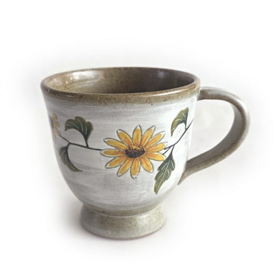 Buncheong Sunflower Mug – handcrafted Korean ceramic cup 300ml