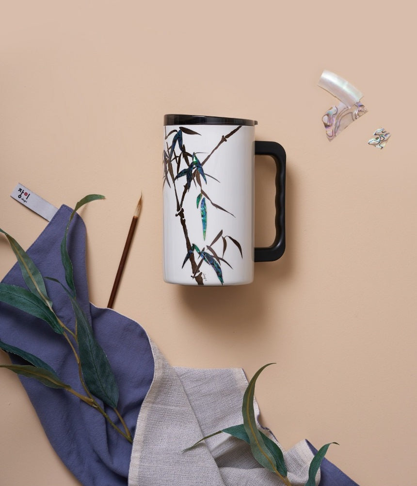 Jang-i Bamboo Mug – Lifestyle, Morning Desk Setting | PEUM Korean Houseware