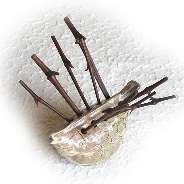 Buncheong Fish Fork Caddy Set - Beige