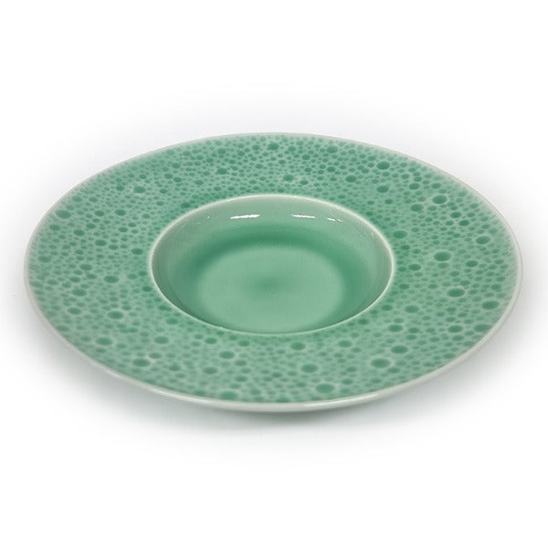 Jade Sky Teardrop Plate – Organic Rim Form, Cheongja Pooling | PEUM Korean Houseware