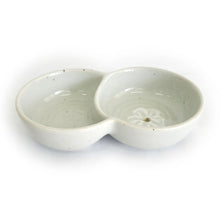 Gobaekja Chrysanthemum Double Dipping Dish – Side Profile, Joseon Ceramic Form | PEUM Korean Houseware