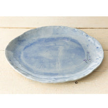 Blue Flower Garden Oval Plate 27cm – Glaze Detail | PEUM Korean Houseware