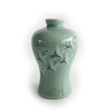 Crane Celadon Bottle Pair – Korean Ceramic Mini Vase Set (12cm)