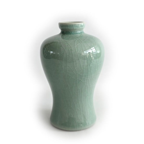 Crane Celadon Bottle Pair – Korean Ceramic Mini Vase Set (12cm)