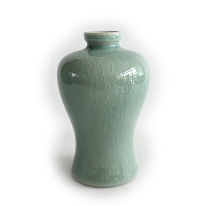 Crane Celadon Bottle Pair – Korean Ceramic Mini Vase Set (12cm)