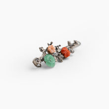 Tricolor Plum Blossom Hairpin by Kim Young-hee – Front View, Red Coral and Jade | PEUM Korean Houseware