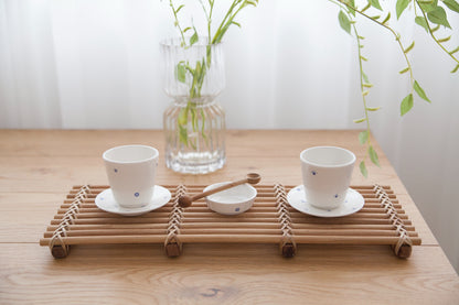 Sorosi Hangeul Teacup Set – Flat Lay with Tea | PEUM Korean Houseware