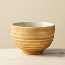 Noodle Bowl Wood Grain 16cm – Front view of pleated Jureum design | PEUM Korean Houseware