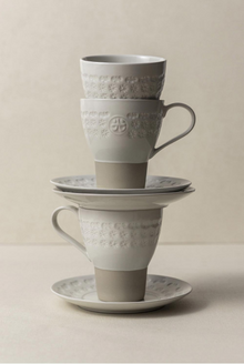 Buncheong Gwang Heritage Cup and Saucer Set – Top View, Saucer Pattern | PEUM Korean Houseware