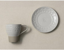 Buncheong Gwang Heritage Cup and Saucer Set – Overhead, Full Set Together | PEUM Korean Houseware