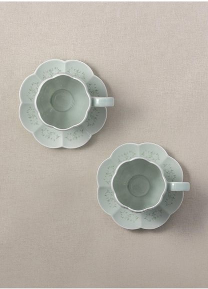 Goryeo Celadon Chrysanthemum Cup and Saucer Set