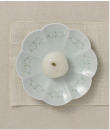 Goryeo Celadon Chrysanthemum Cup and Saucer Set – Angled View, Underglaze Transfer Detail | PEUM Korean Houseware
