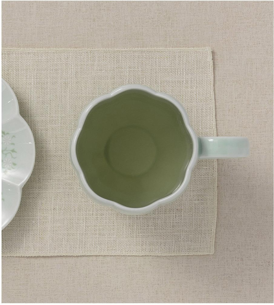 Goryeo Celadon Chrysanthemum Cup and Saucer Set