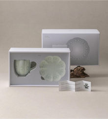 Goryeo Celadon Chrysanthemum Cup – Saucer Detail, Underglaze Transfer | PEUM Korean Houseware