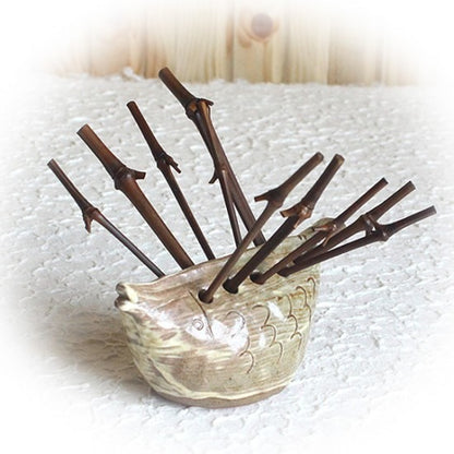 Buncheong Fish Fork Caddy Set - Beige