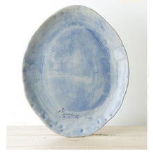 Blue Flower Garden Oval Plate 27cm – Top View | PEUM Korean Houseware