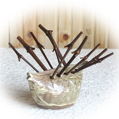 Buncheong Fish Fork Caddy Set - Beige