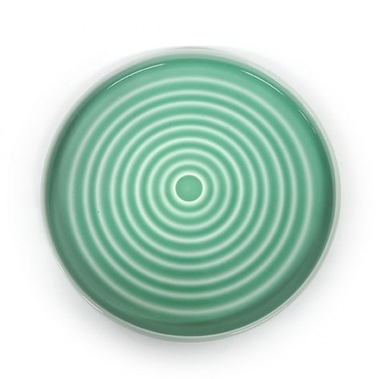 Jade Sky Ripple Medium Plate 24.8cm – Celadon Glaze, Top View | PEUM Korean Houseware