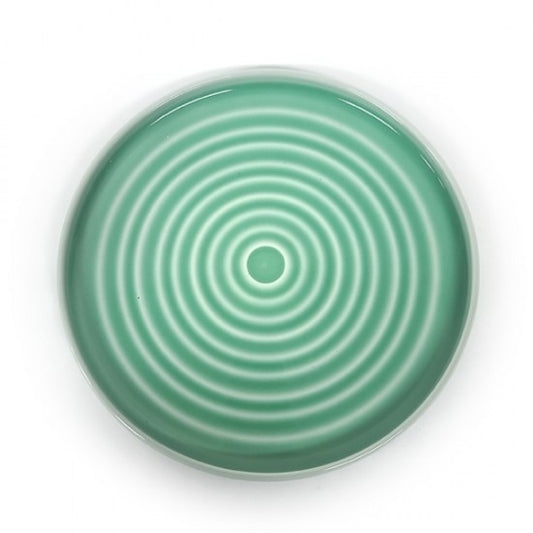 Jade Sky Ripple Medium Plate 24.8cm – Celadon Glaze, Top View | PEUM Korean Houseware