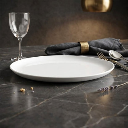 Korean White Porcelain Plate – 27cm, Baekja Moon
