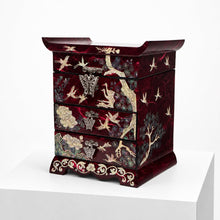 Crimson crane jewellery chest, side angled view – PEUM