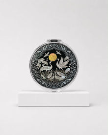 Korean mother-of-pearl compact mirror with crane and moon najeon inlay – PEUM