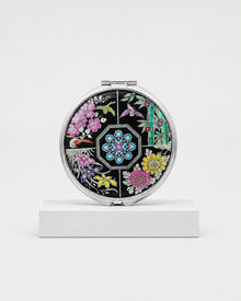 Korean mother-of-pearl compact mirror with flower mosaic najeon inlay – PEUM