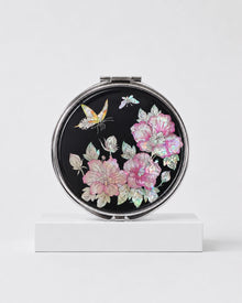 Korean mother-of-pearl compact mirror with butterfly and peony najeon inlay – PEUM